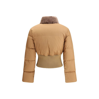Fendi Cropped Down Jacket with Shearling lining