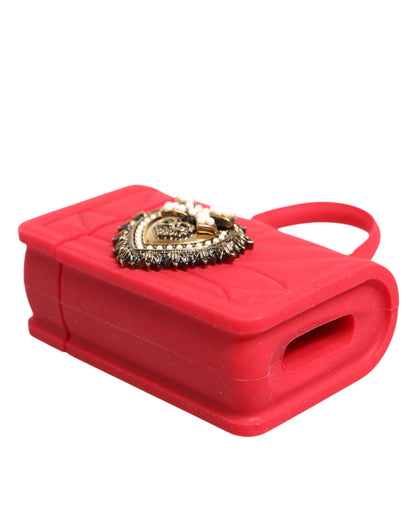 Dolce & Gabbana Red Silicone Devotion Heart Cover Bag Women Airpods Case