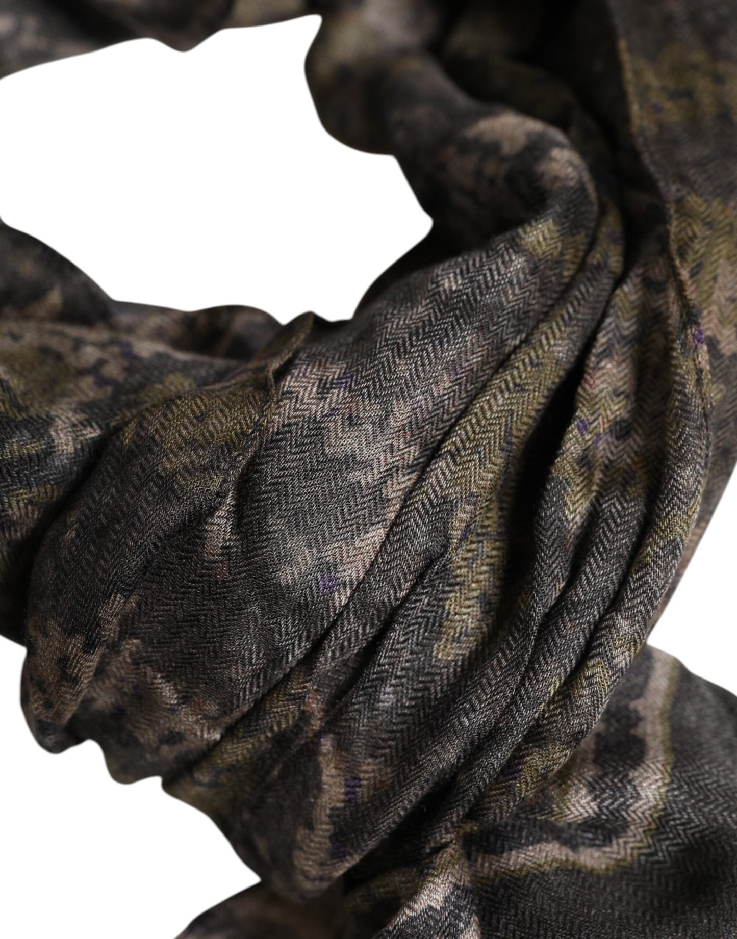 Dolce & Gabbana Multicolor Camouflage Fringes Modal Foulard Scarf