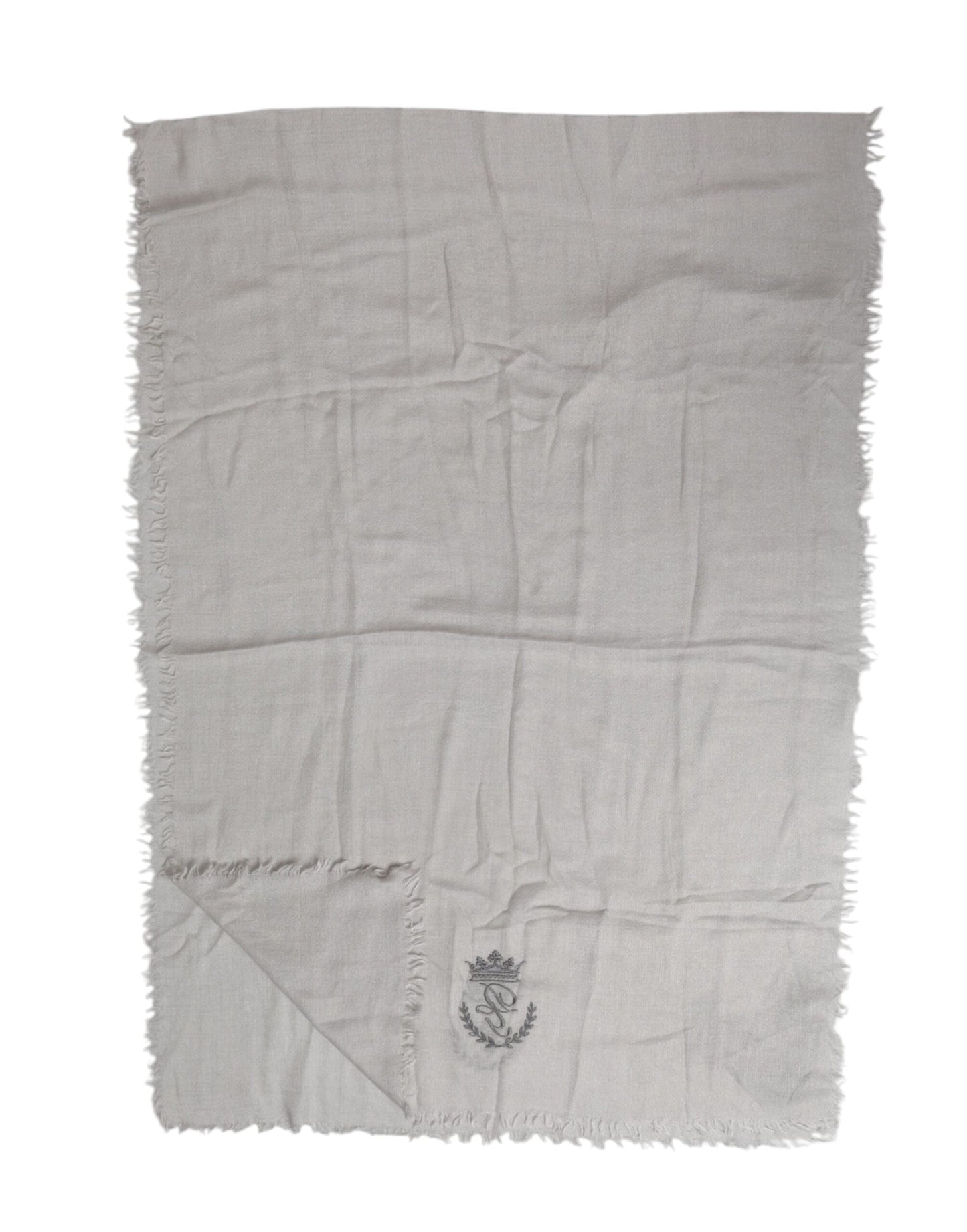 Dolce & Gabbana Gray Cashmere Knit Fringes Neck Foulard 67cm x200cm Foulard Scarf