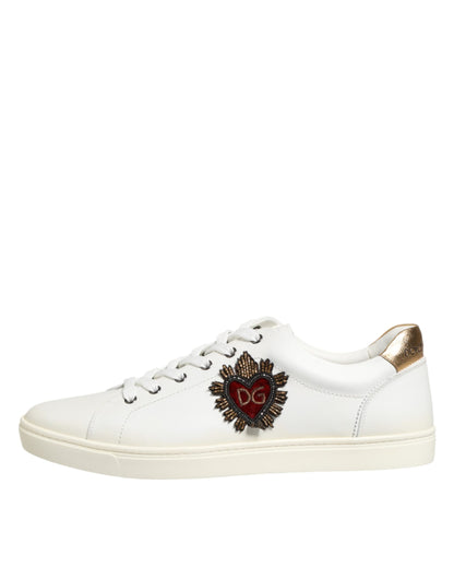 Dolce & Gabbana White Heart Embellished Sneakers Shoes