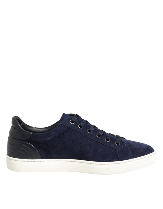 Dolce & Gabbana Blue Leather Suede Low Top Sneakers Shoes