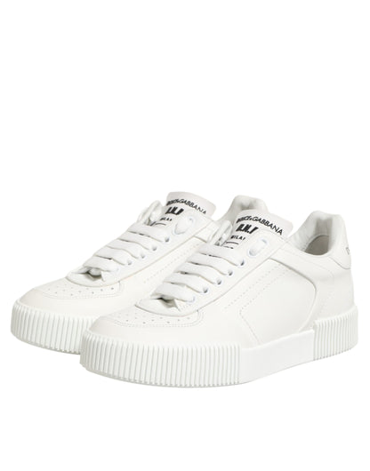 Dolce & Gabbana White Leather MIAMI Low Top Sneakers Shoes
