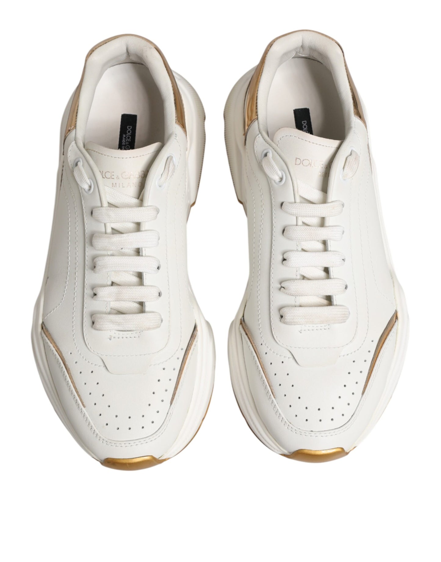 Dolce & Gabbana White Gold Daymaster Low Top Sneakers Shoes