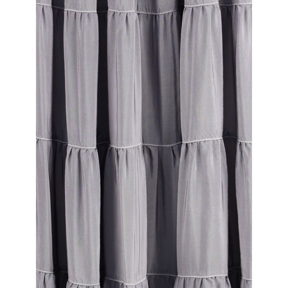 Forte_Forte Gray Silk Long Skirt