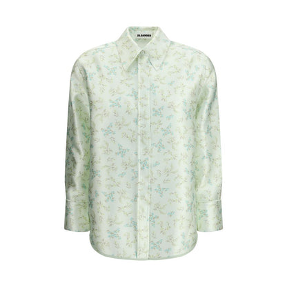 Jil Sander Green Silk Pattern Shirt