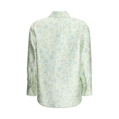 Jil Sander Green Silk Pattern Shirt