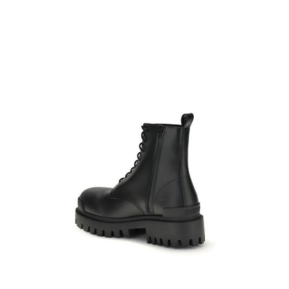 Balenciaga Black Calf Leather Bos Taurus Lace-Up Boots