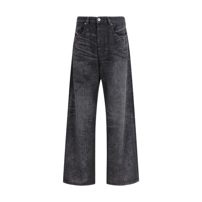 Diesel Black Cotton Relaxed Fit Jeans