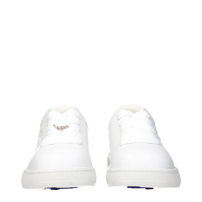 Burberry White Leather Low Top Sneakers