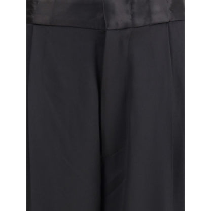 SA SU PHI Black Silk Casual Pants