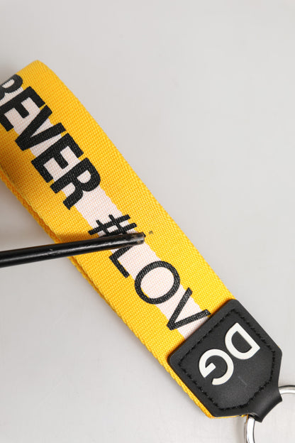 Dolce & Gabbana Multicolor Logo Polyester Brass Holder Keychain Keyring