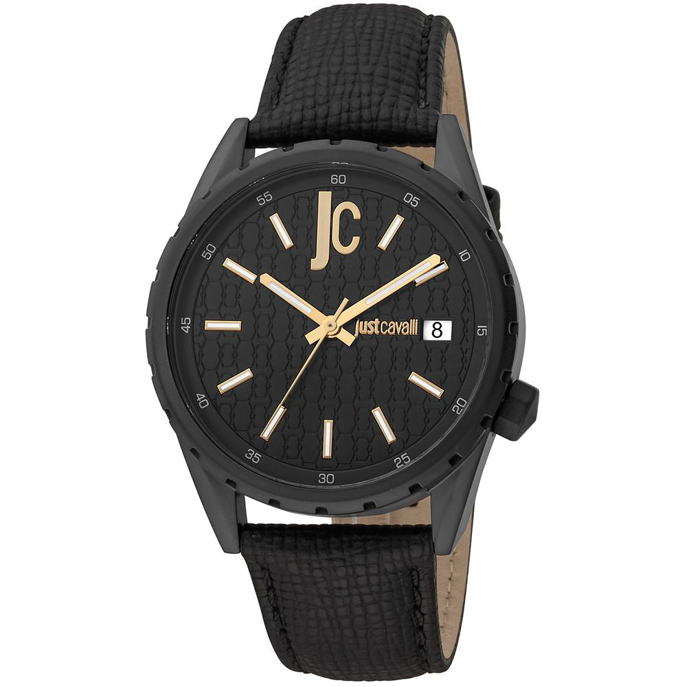 Just Cavalli Black Leather Dress Watch