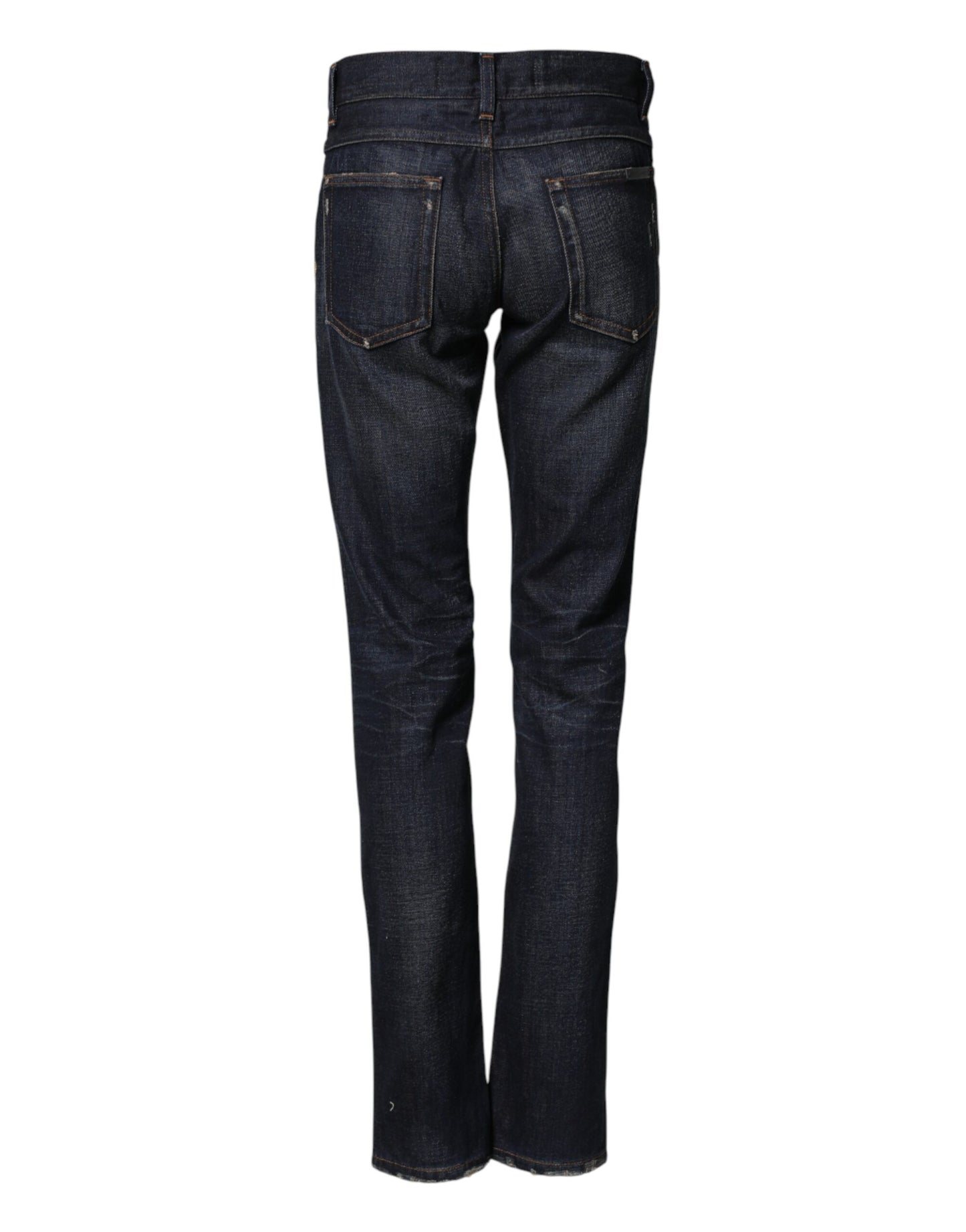 Dolce & Gabbana Dark Blue Watch GOLD Men Skinny Denim Jeans