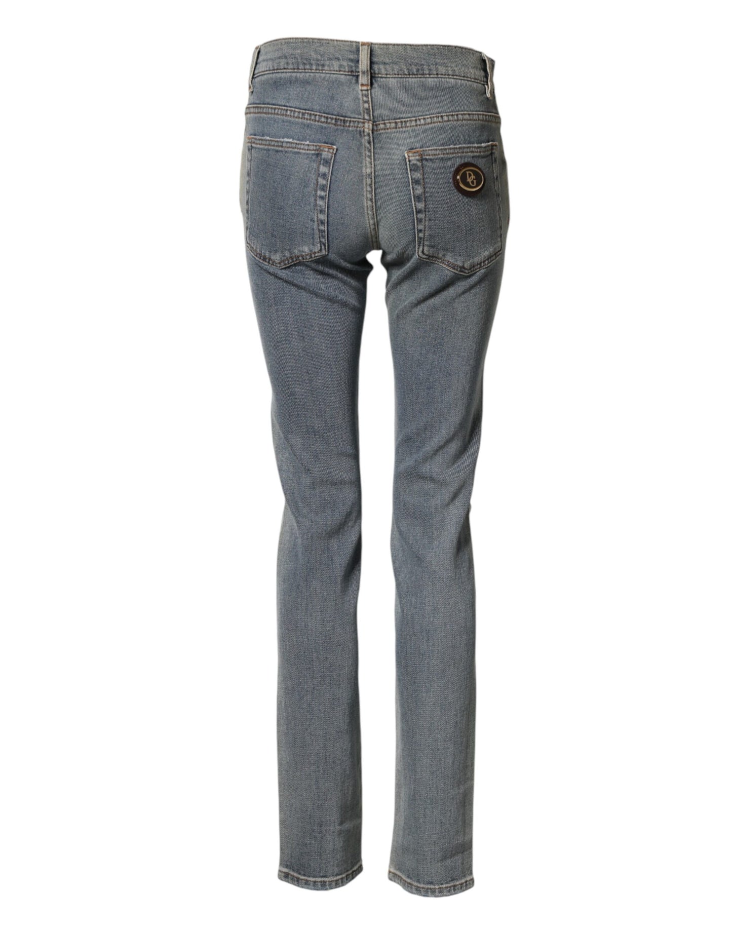 Dolce & Gabbana Blue Two Tone Cotton Men Skinny Denim Jeans