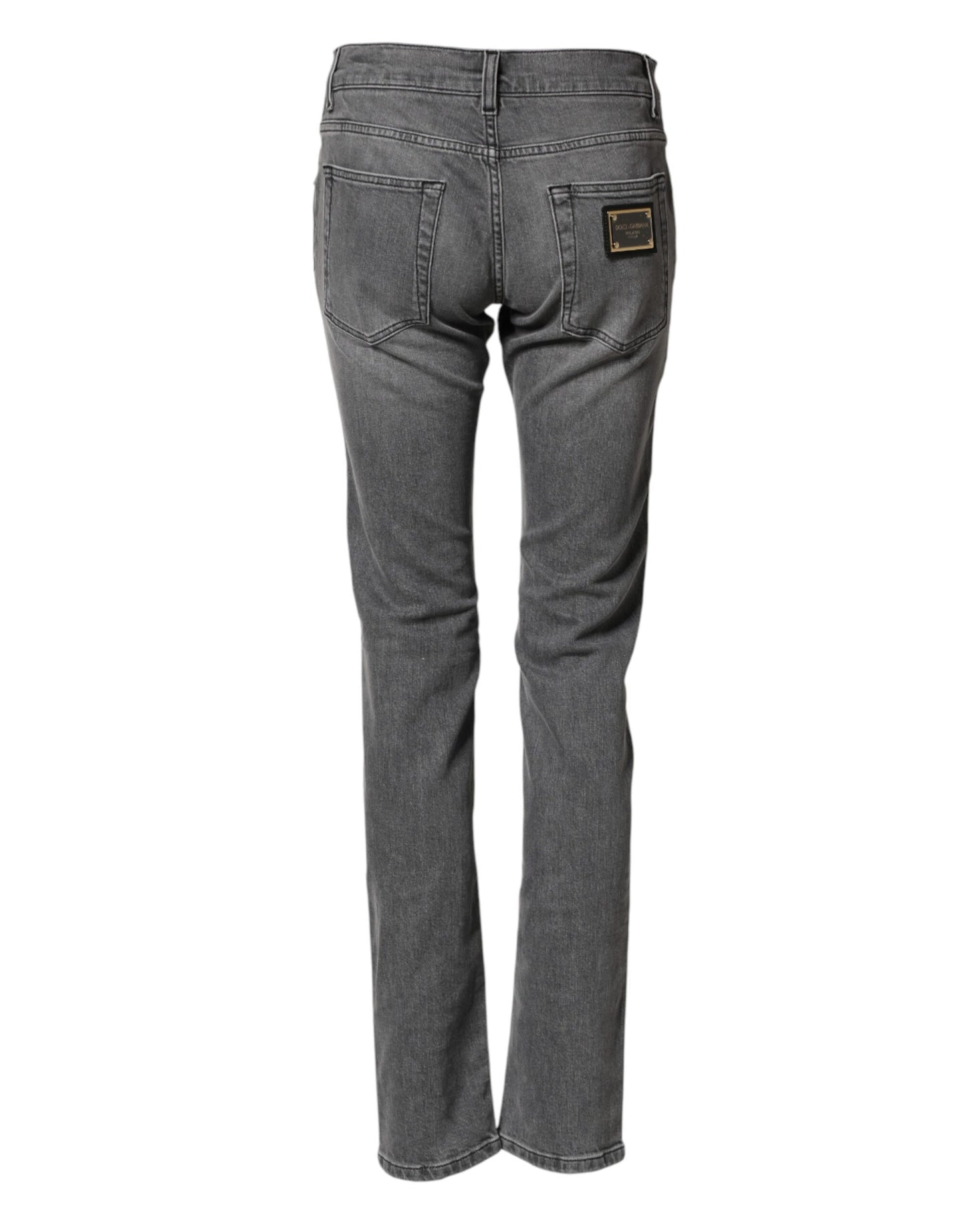 Dolce & Gabbana Gray Cotton Mid Waist Skinny Denim Jeans