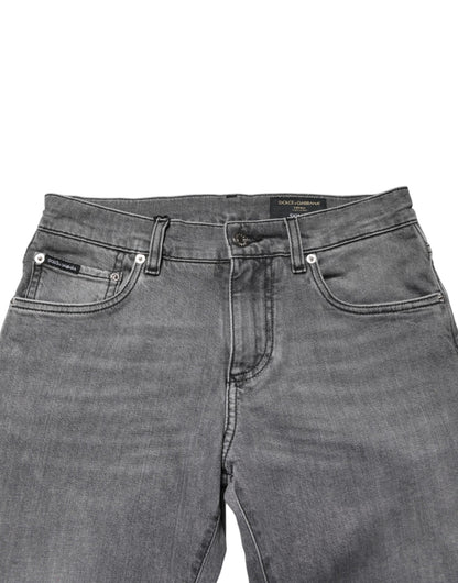 Dolce & Gabbana Gray Cotton Mid Waist Skinny Denim Jeans