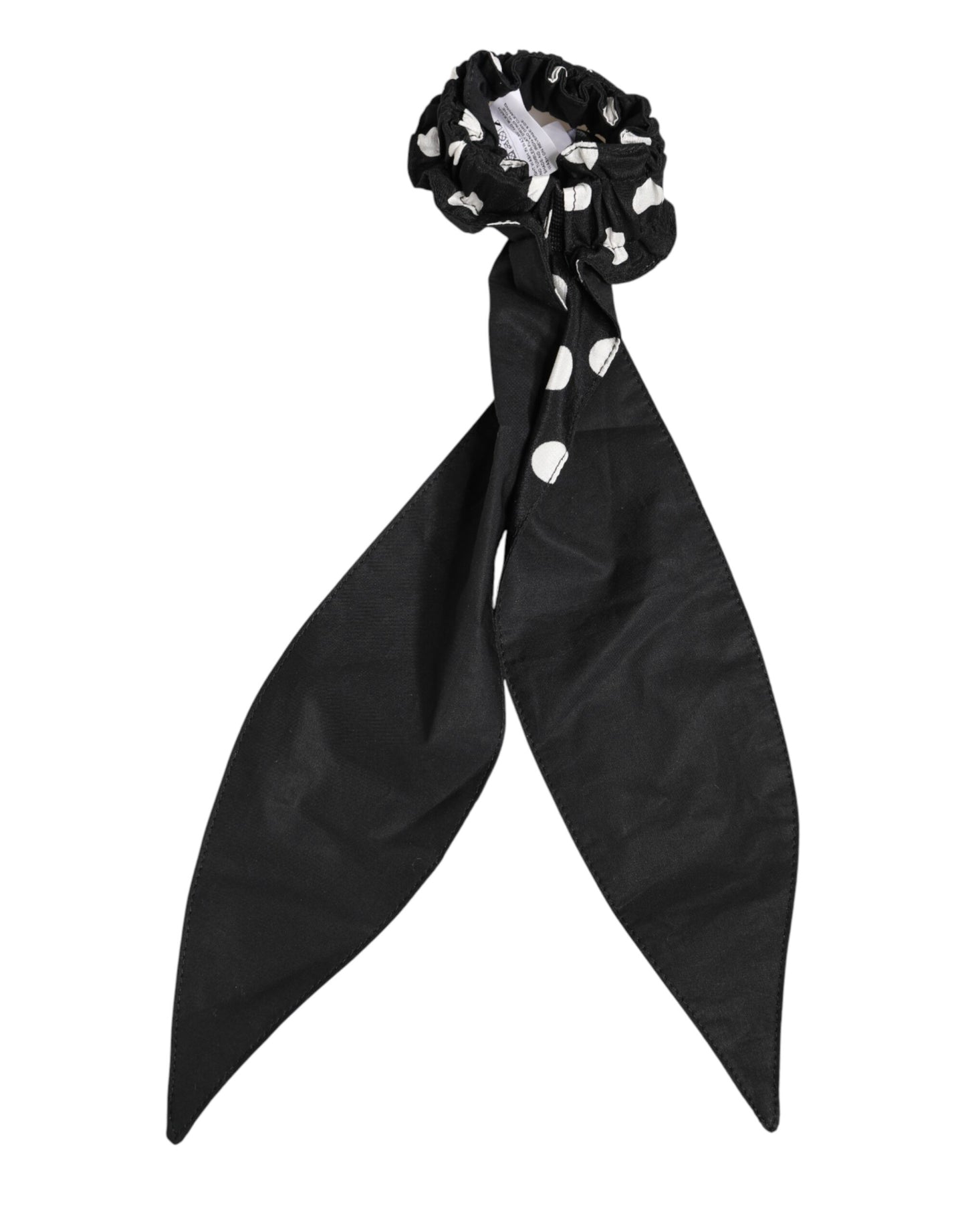 Dolce & Gabbana Black Cotton Polka Dot Scarf Tie Accessory Hair Scrunchie