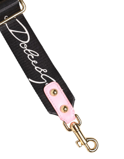 Dolce & Gabbana Strap Black Pink Canvas Heart Logo Bag Accessory Shoulder