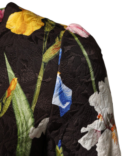 Dolce & Gabbana Black Floral Brocade A-line Mini Dress