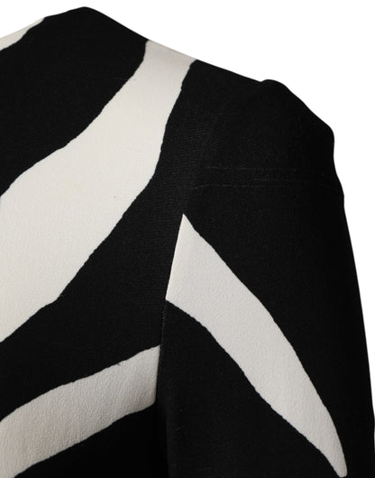 Dolce & Gabbana Black White Zebra Viscose Sheath Midi Dress