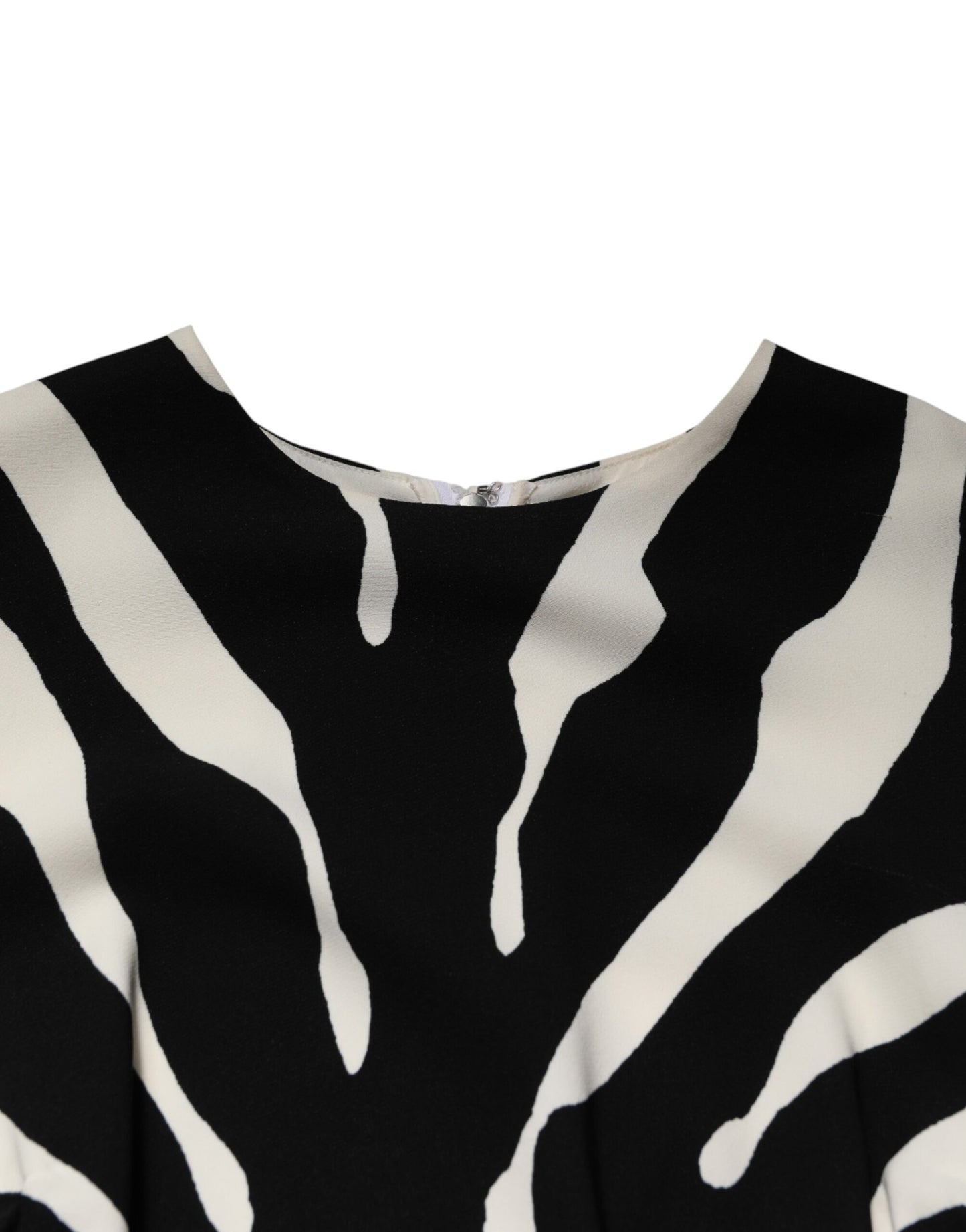 Dolce & Gabbana Black White Zebra Viscose Sheath Midi Dress