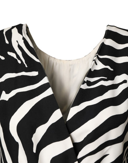 Dolce & Gabbana Black White Zebra Silk Sheath Mini Dress