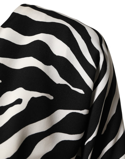 Dolce & Gabbana Black White Zebra Silk Sheath Mini Dress