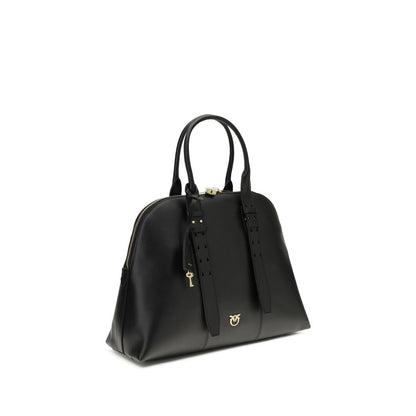 PINKO Black Calf Leather Bos Taurus Shoulder Bag