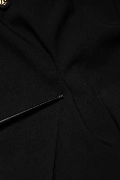 Dolce & Gabbana Black Wool Blend Straight High Waist Pants