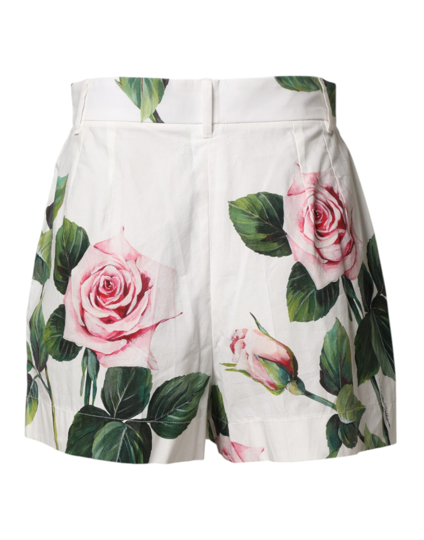 Dolce & Gabbana White Floral Print High Waist Hotpants Short