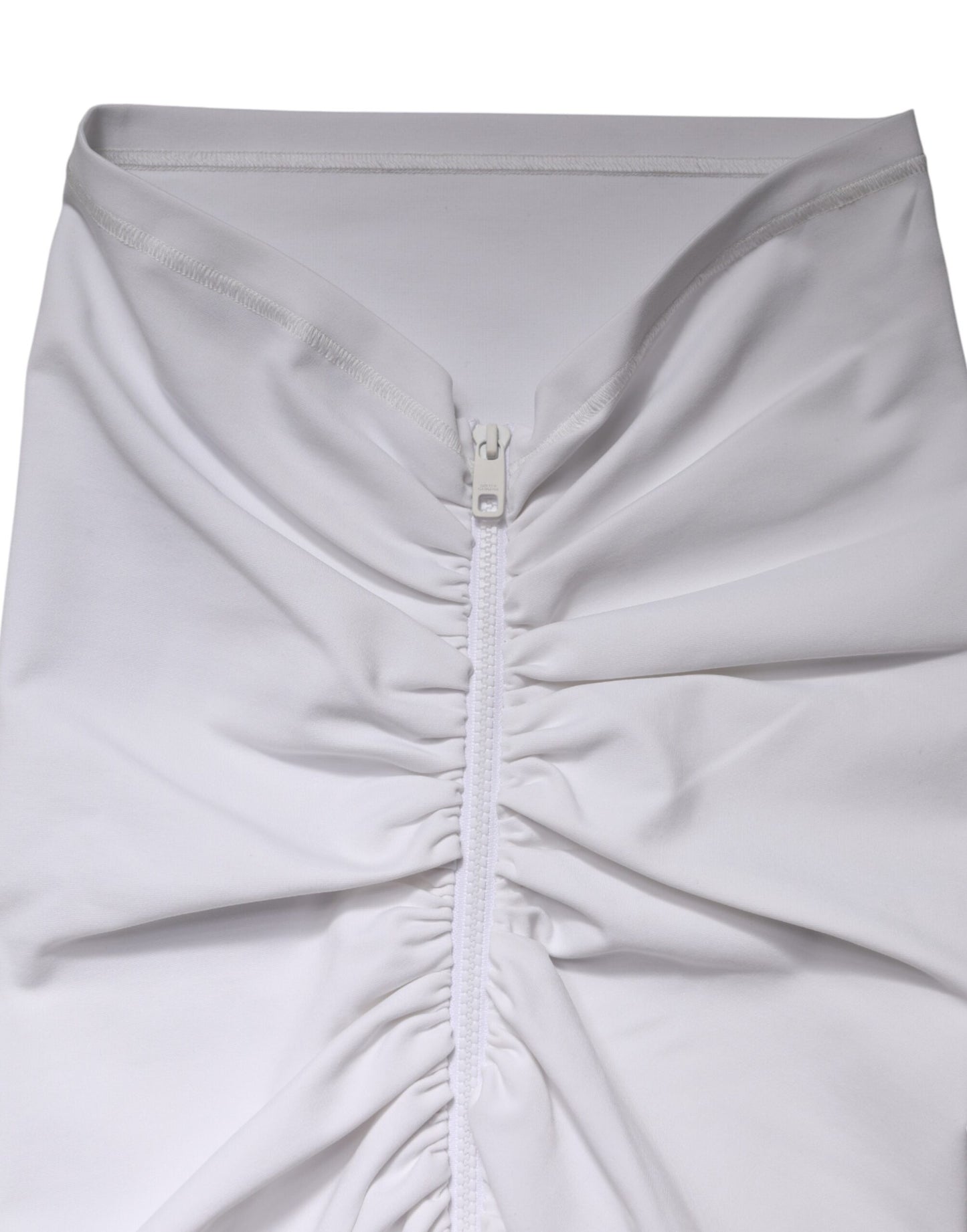 Dolce & Gabbana White Viscose Pencil Cut High Waist Mini Skirt