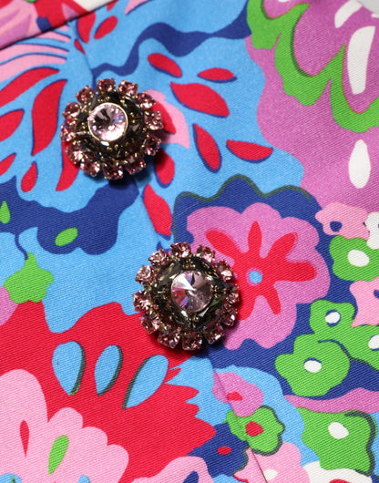 Dolce & Gabbana Multicolor Floral Buttoned High Waist Mini Shorts