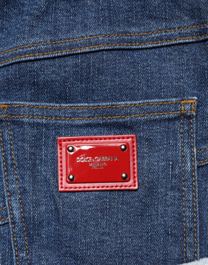 Dolce & Gabbana Blue Patchwork Layered Denim Midi Skirt