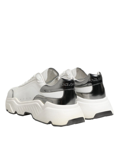 Dolce & Gabbana White Silver Daymaster Low Top Sneakers Shoes