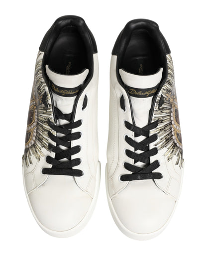 Dolce & Gabbana White Black Crown Low Top Sneakers Men  Shoes
