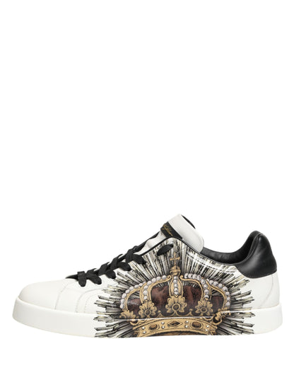 Dolce & Gabbana White Black Crown Low Top Sneakers Men  Shoes