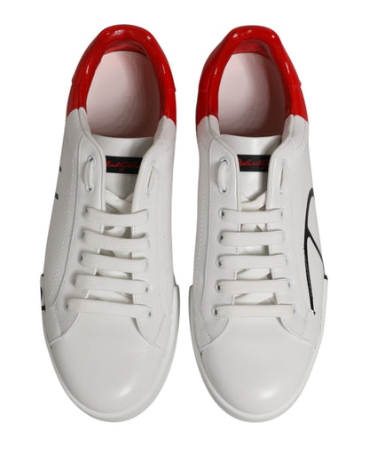 Dolce & Gabbana White Red Portofino Low Top Men Sneakers Shoes