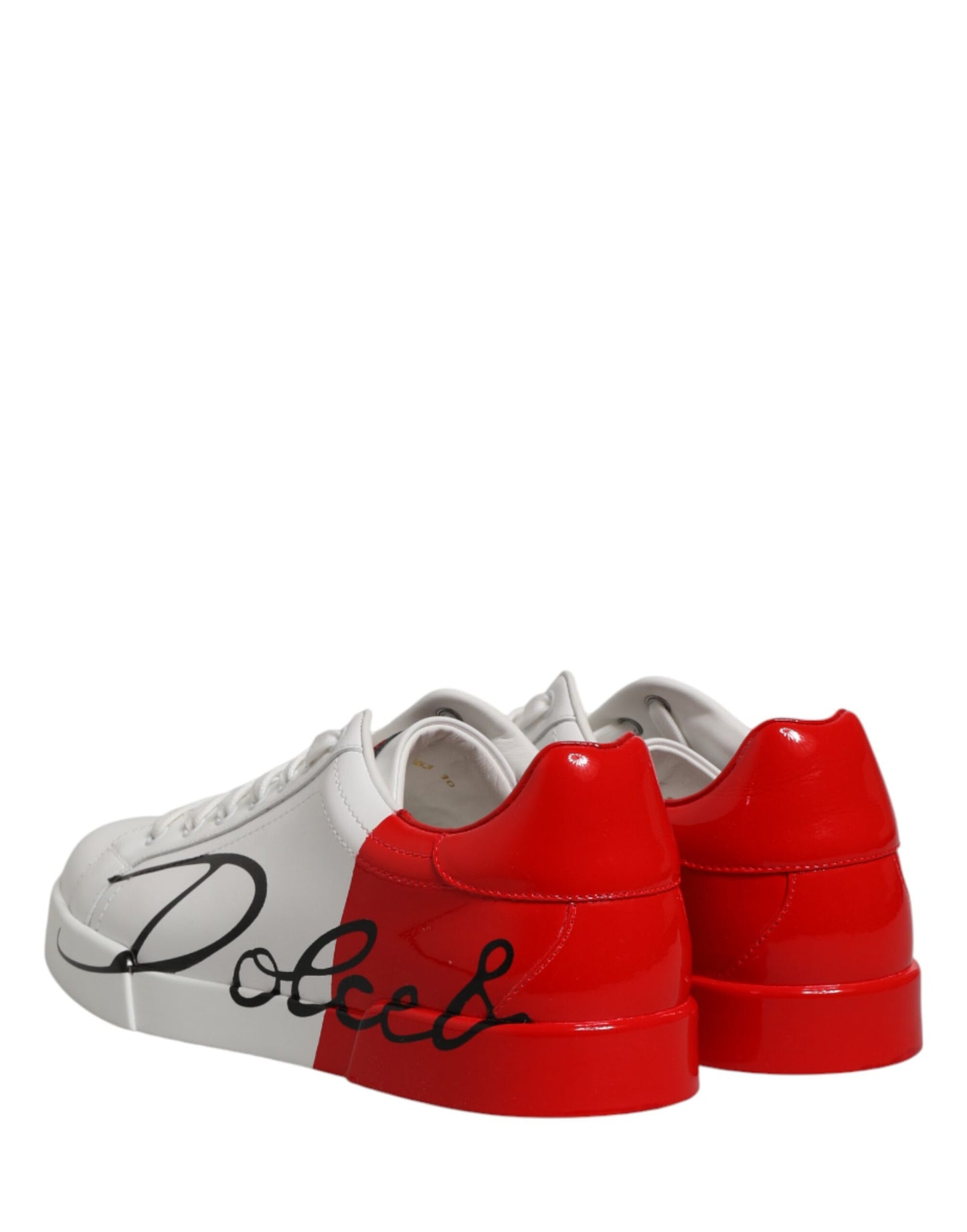 Dolce & Gabbana White Red Portofino Low Top Men Sneakers Shoes