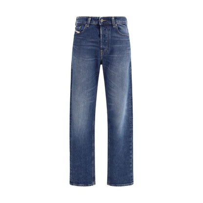 Diesel Blue Cotton Straight-Leg Jeans