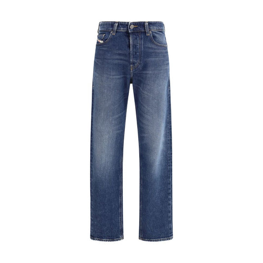 Diesel Blue Cotton Straight-Leg Jeans