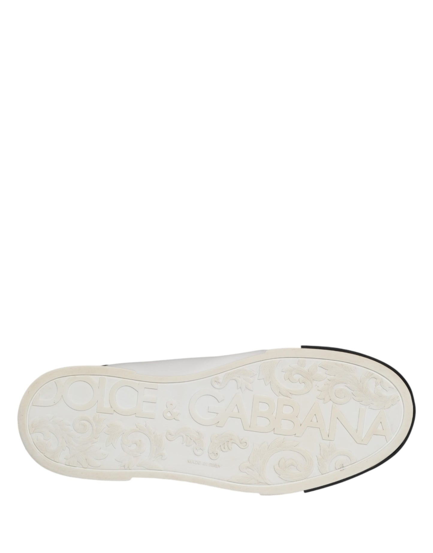 Dolce & Gabbana Black White Leather Low Top Sneakers Shoes