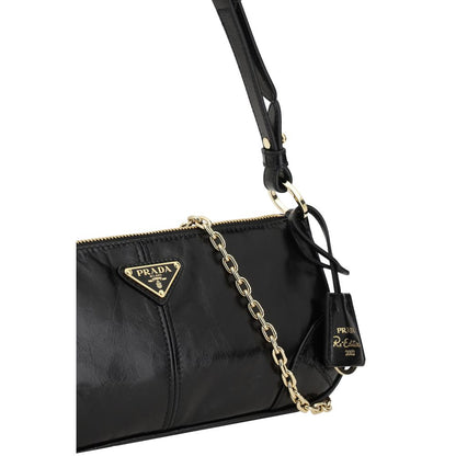 Prada Black Calf Leather Bos Taurus Shoulder Bag