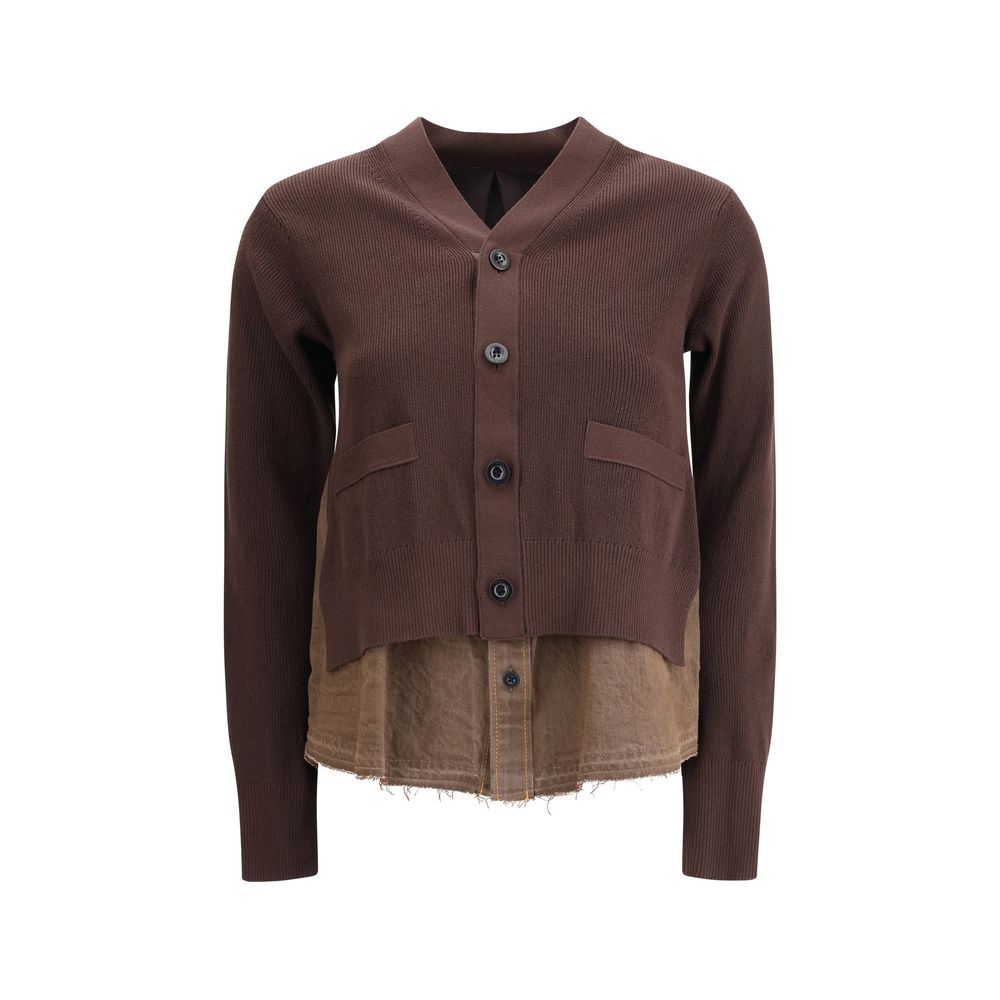 Sacai Brown Cotton Cardigan