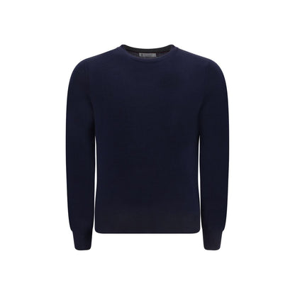 Brunello Cucinelli Blue Fleece Wool Sweater