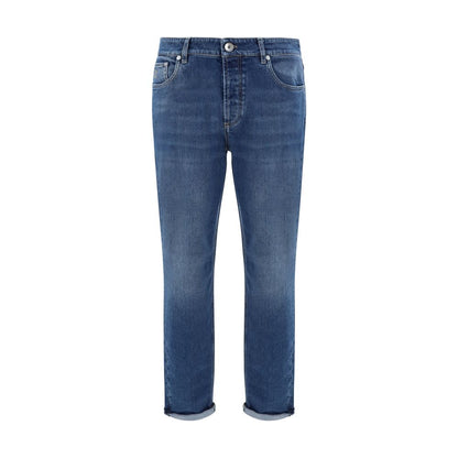 Brunello Cucinelli Blue Cotton Straight-Leg Jeans