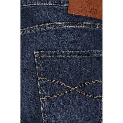 Brunello Cucinelli Blue Cotton Straight-Leg Jeans