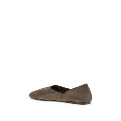 Khaite Brown Calf Leather Bos Taurus Ballet Flats