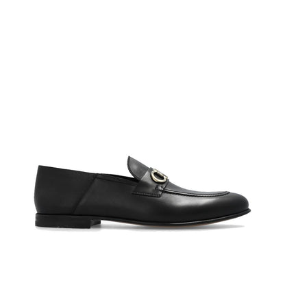 Salvatore Ferragamo Black Calfskin Slip-On Loafers
