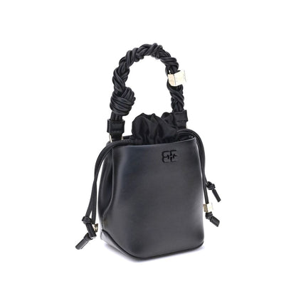 Ganni Black Recycled Leather Backet Bag